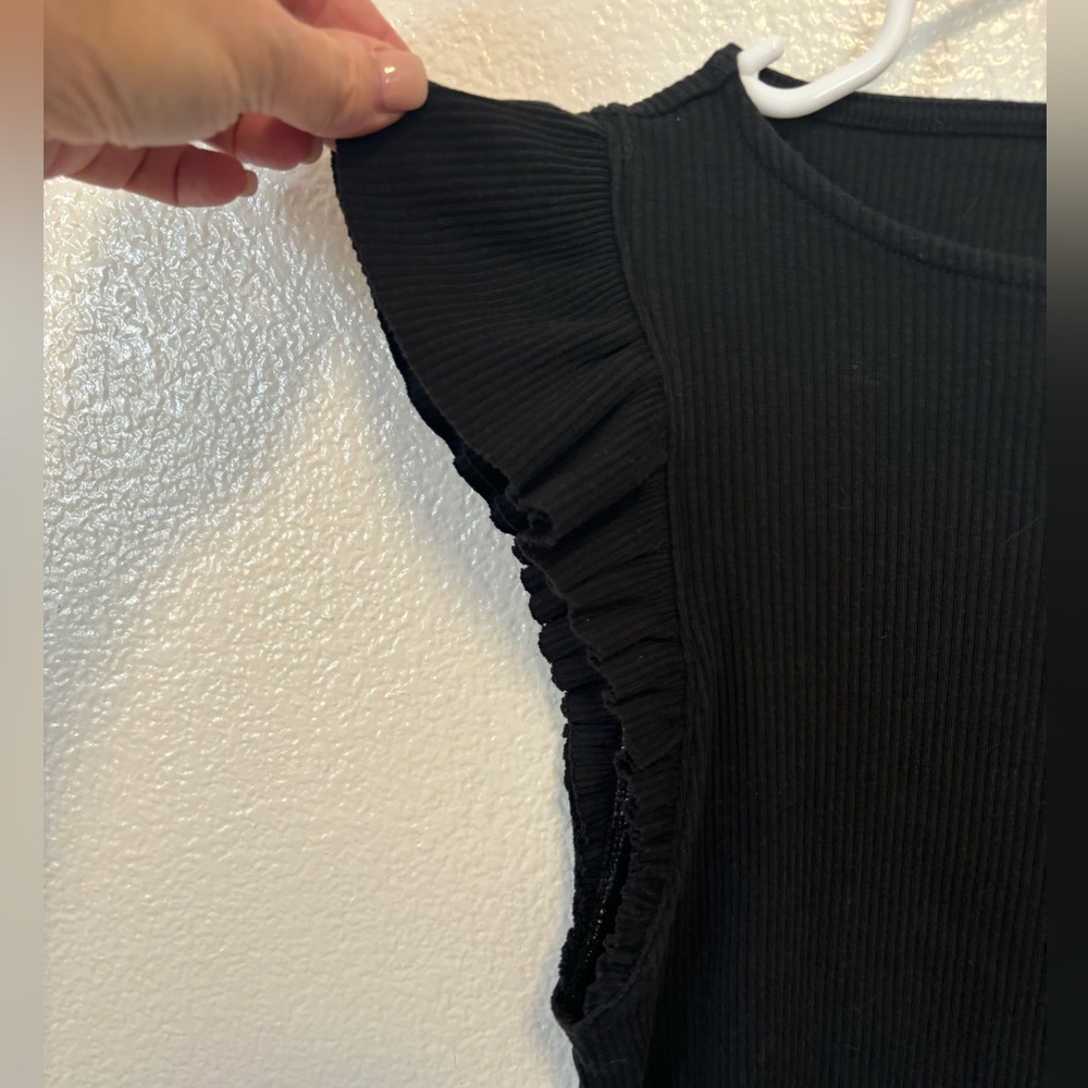 J. Crew | Flutter Sleeve Fitted Tee | Large | Black - Picture 3 of 6